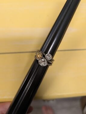 Brighton Gold-Tone Stacking Rings with Clear and Amber Stones